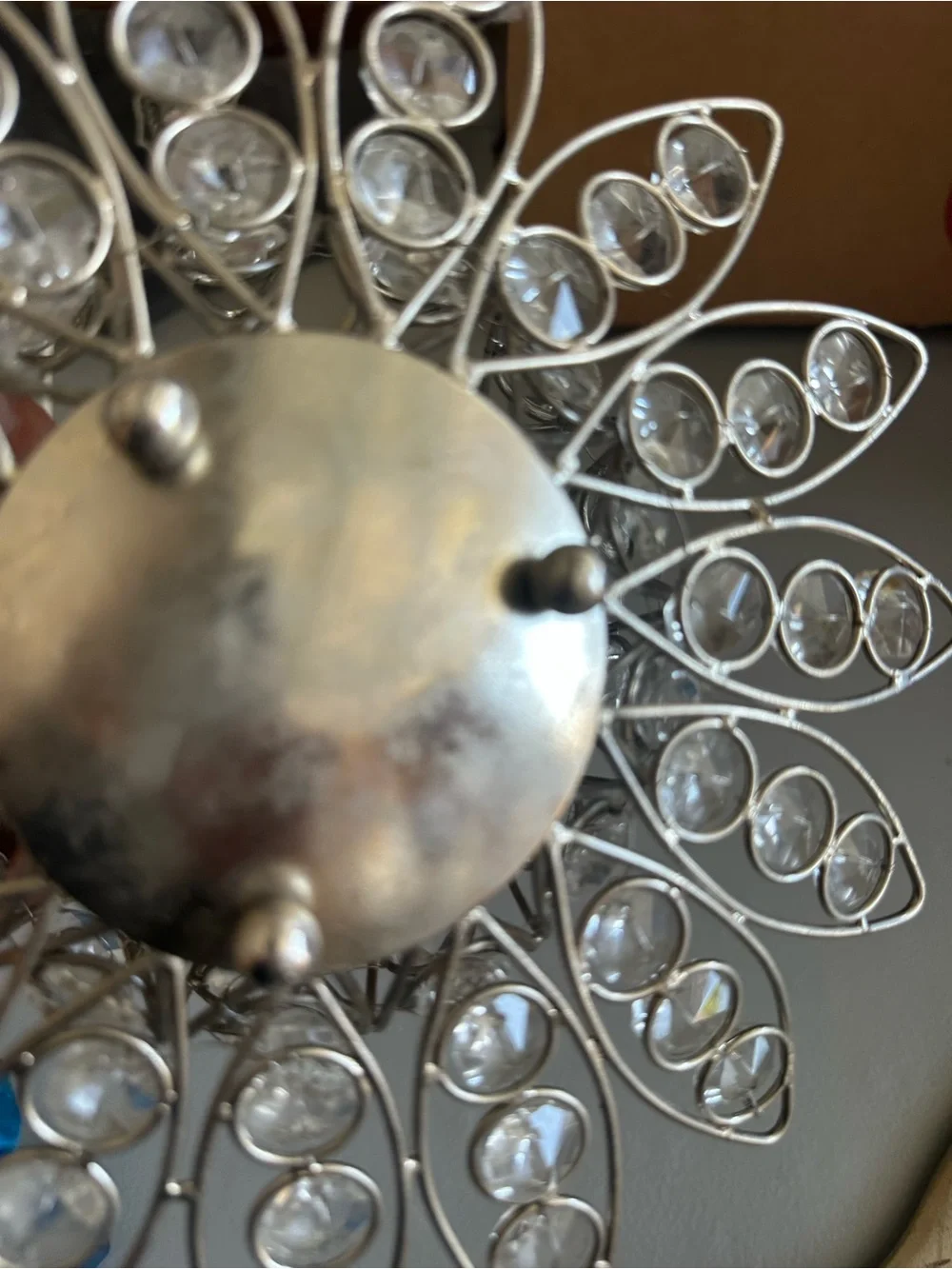 Crystal Accent Candle Holder - Clear and Gold